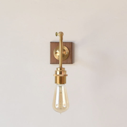 Ogilvy brushed brass & wood wall light