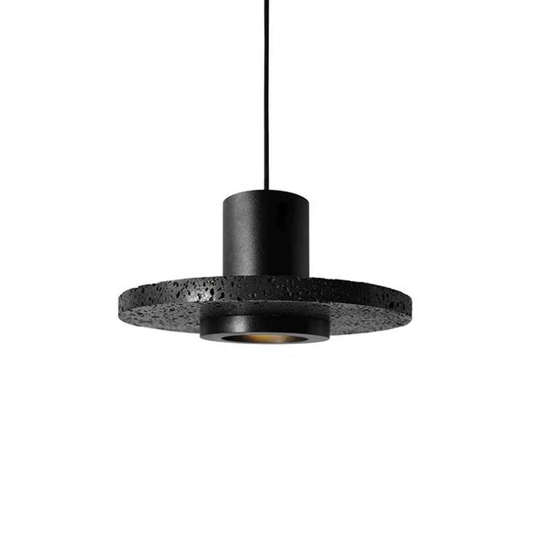 Black Lava C Stone Minimalist Line Pendant Light