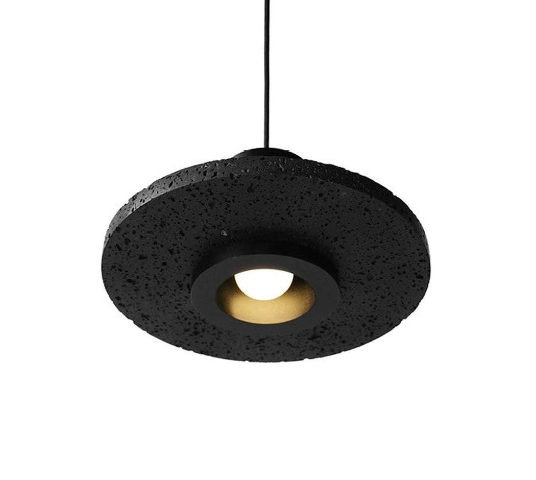 Black Lava C Stone Minimalist Line Pendant Light