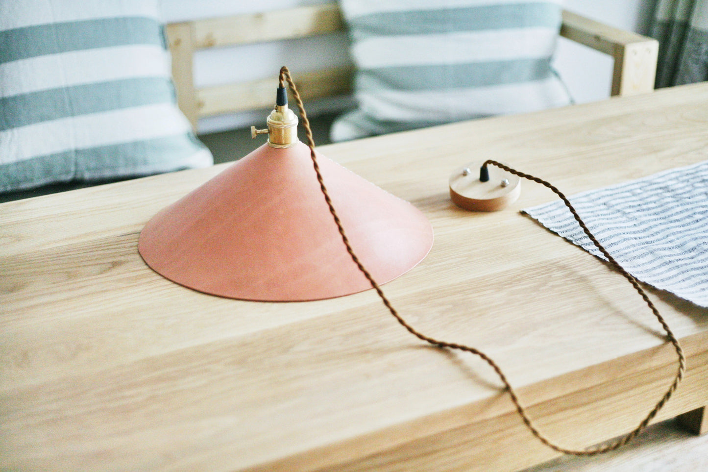 leather cone pendant light set