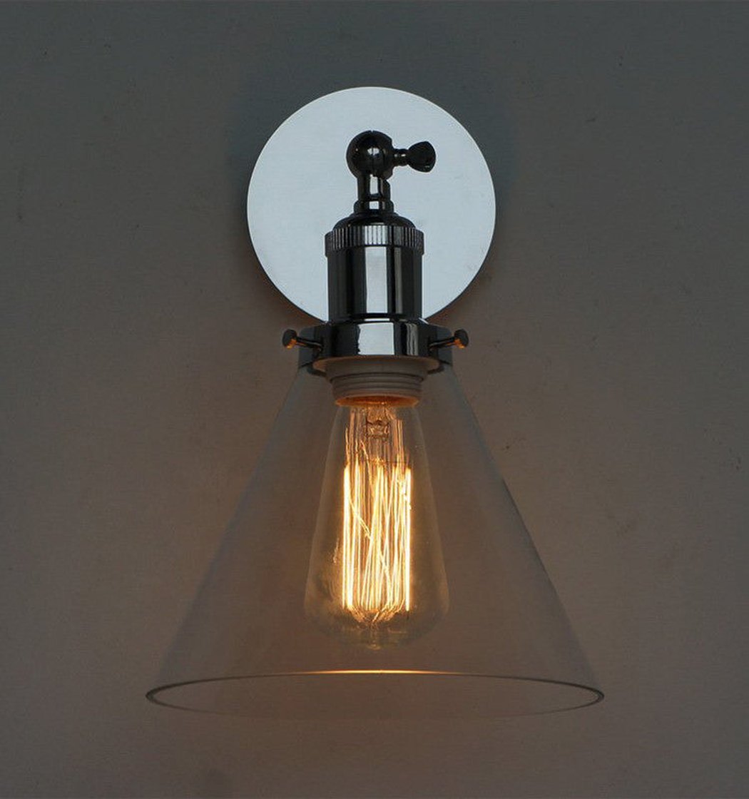 Chrome Wall Light With Glass Cone Shade
