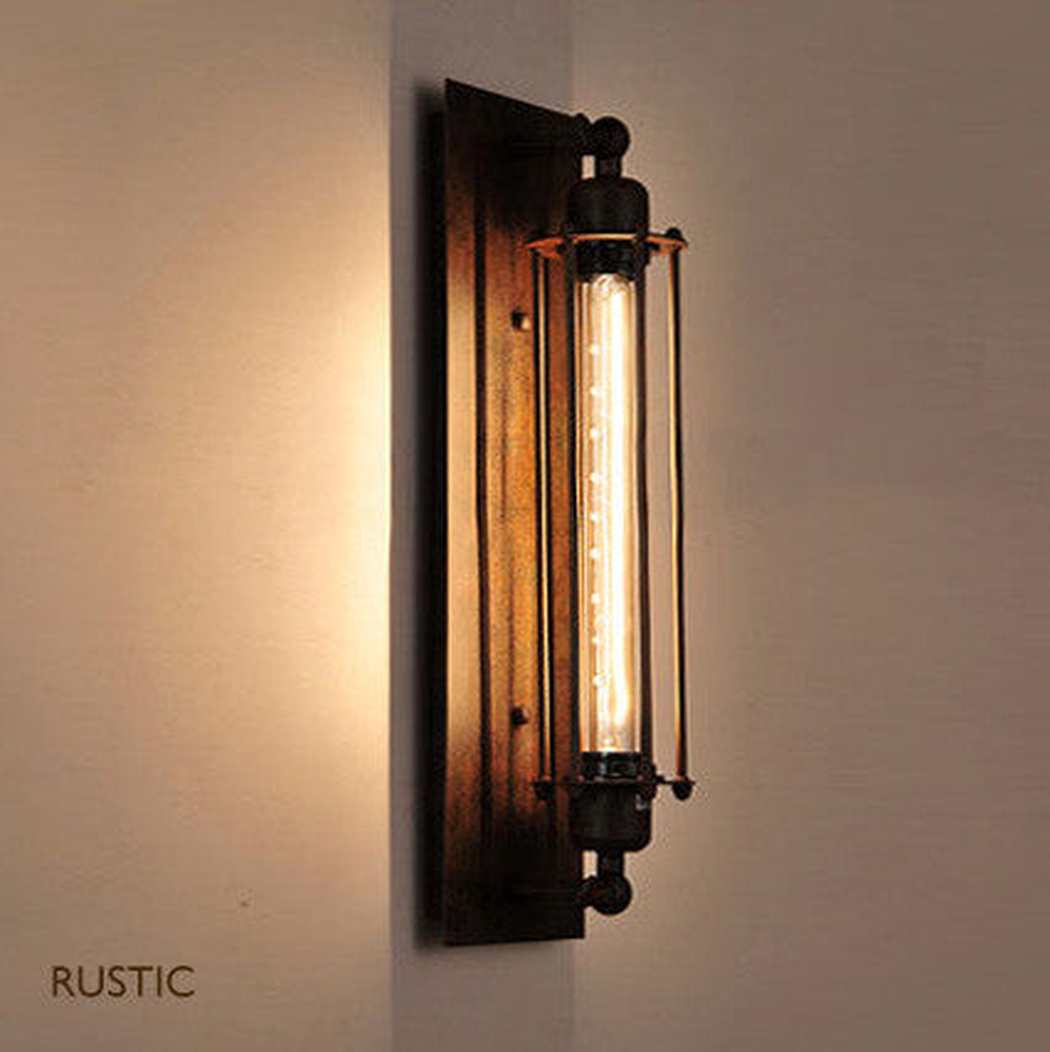 Industrial Retro Long Pencil Bulb Metal Wall Sconce Light