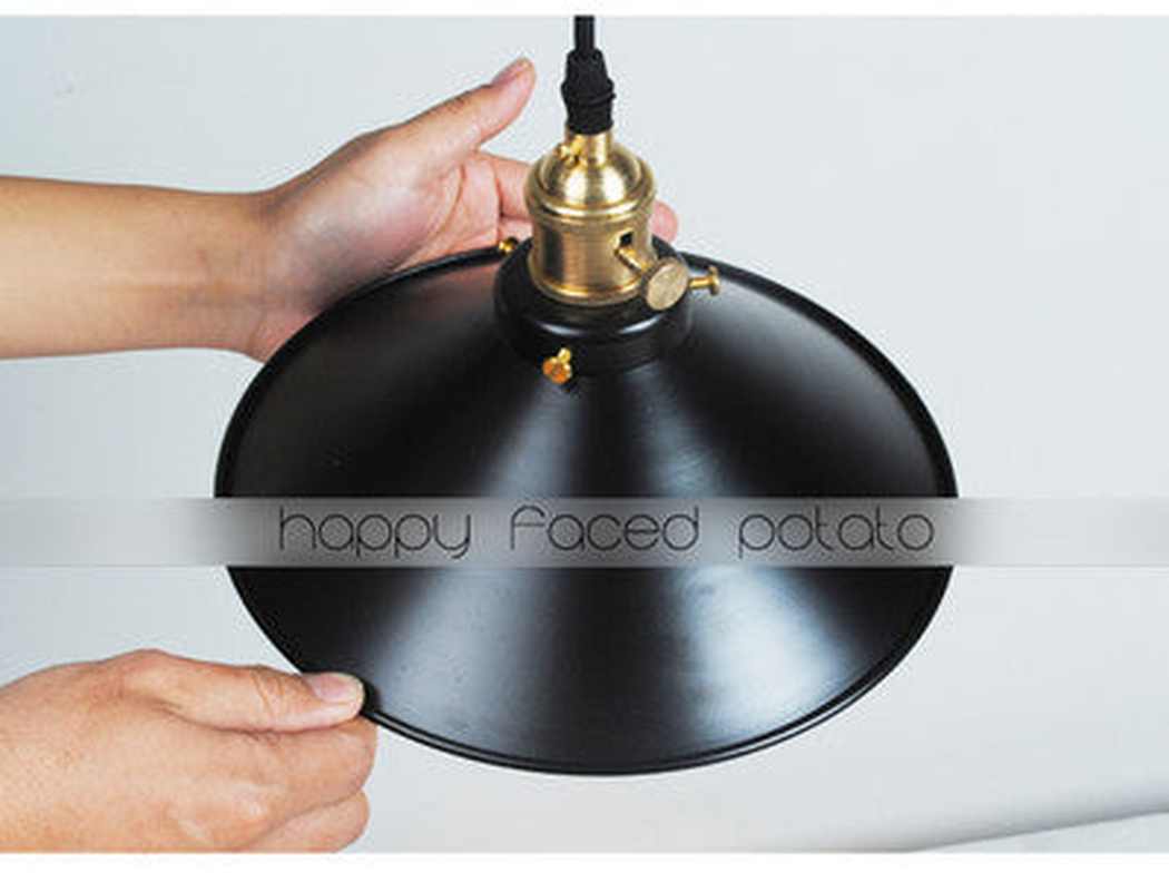 Simple Black Metal Shade Industrial Loft Pendant Light top view