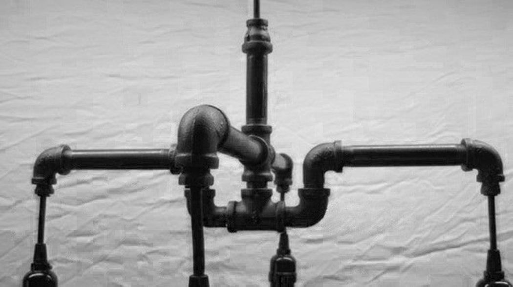 4 head cross water pipe industrial pendant light chandelier