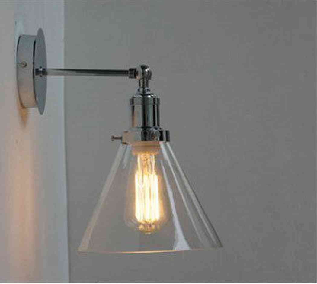 Chrome Wall Light With Glass Cone Shade