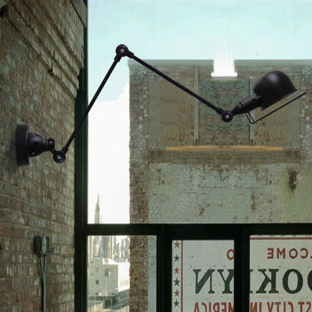 Fotis Long Arm Industrial Rustic Wall Light with articulated arm