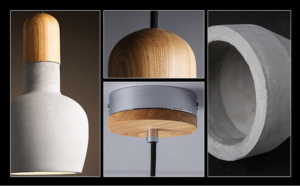 Concrete Wooden Stockholm Minimalist Pendant Light - details