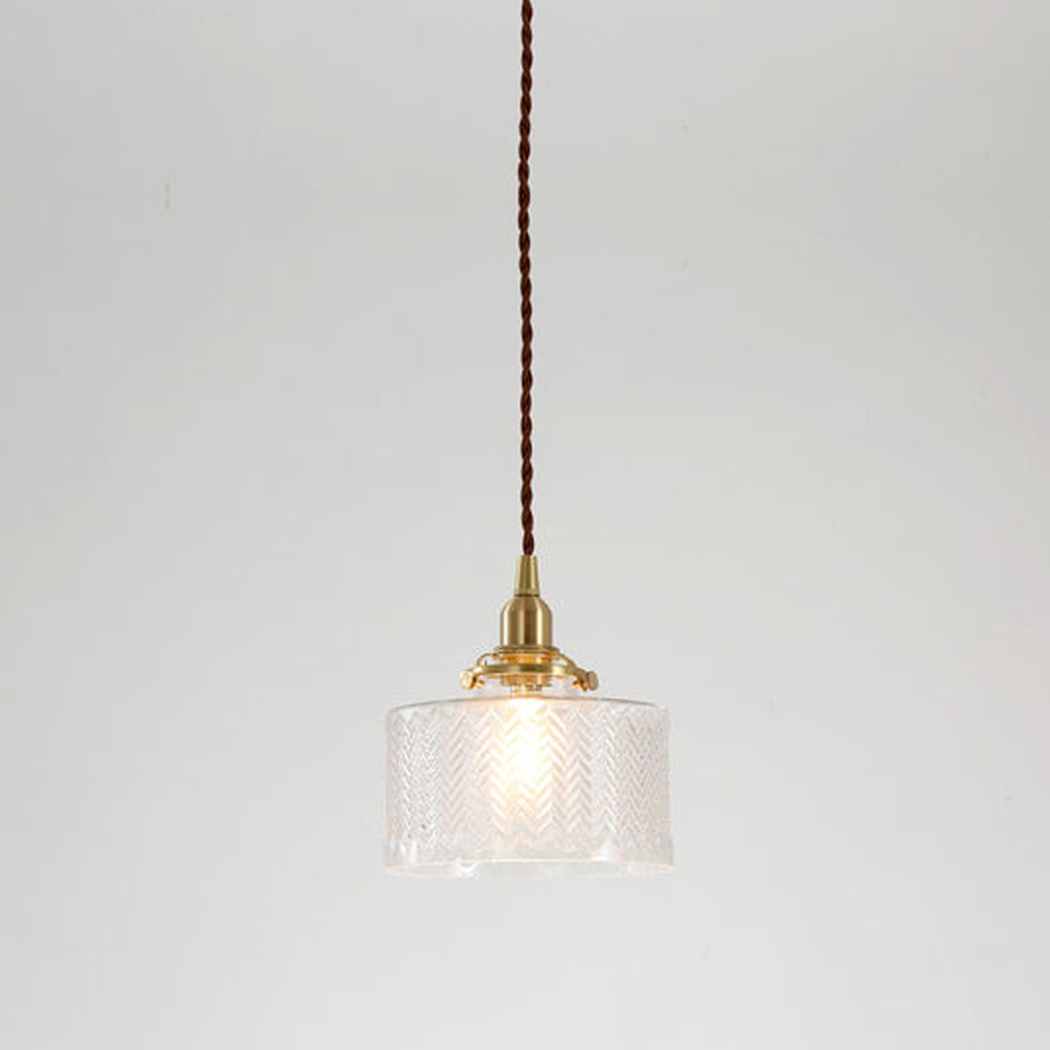 Matilda Glass Mid Century Vintage look Brass Fitting Pendant Light