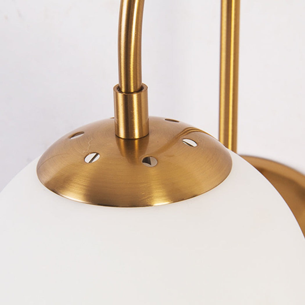 Frosted glass ball gooseneck wall light - close up