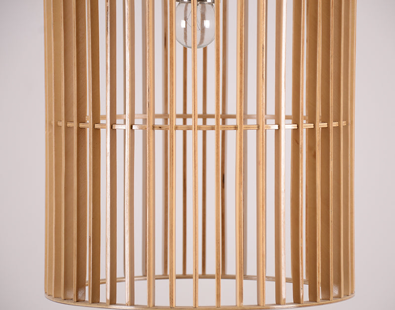 Wooden bird cage pendant light