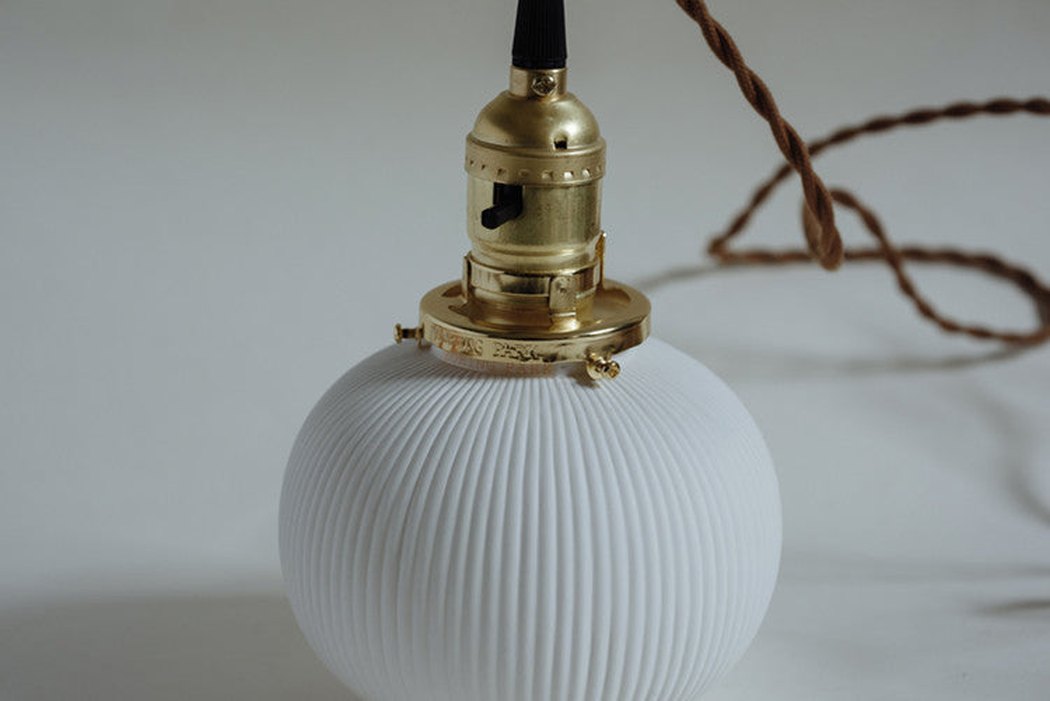 art deco ceramic pendant light trio anemone details