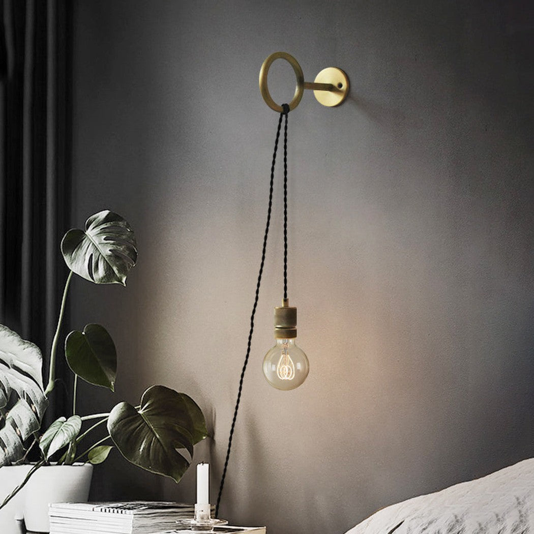 Circus Loop Brass Wall Light With Wall Plug