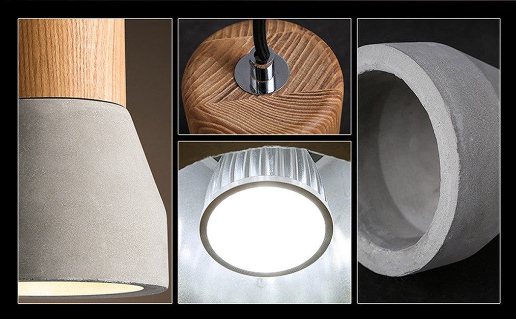 Concrete Wooden Stockholm Minimalist Pendant Light - details