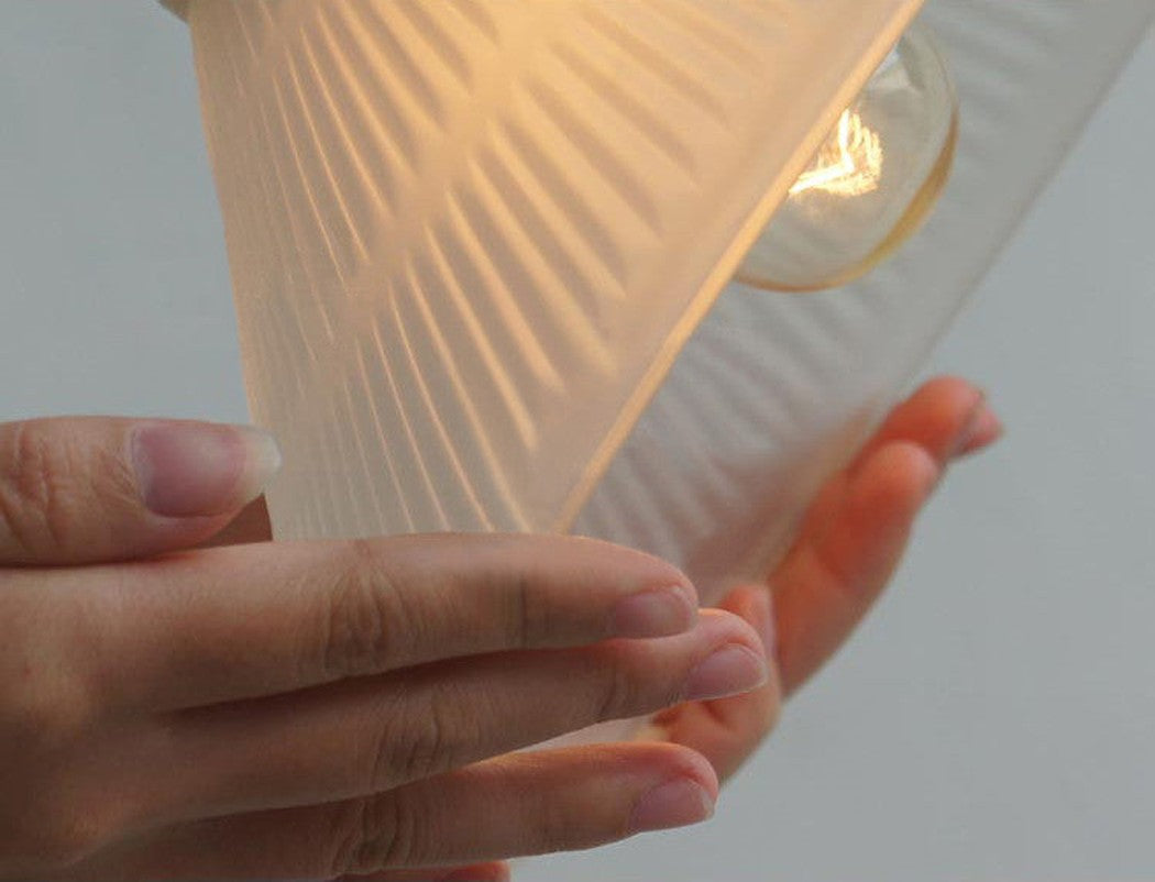 Fluted Glass Shade Brass Fitting Industrial Pendant Light