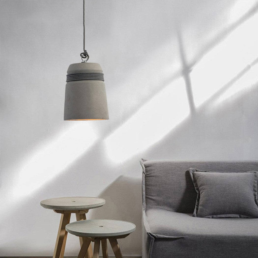 Concrete Cord wrapped Monolith Minimalist Pendant Light