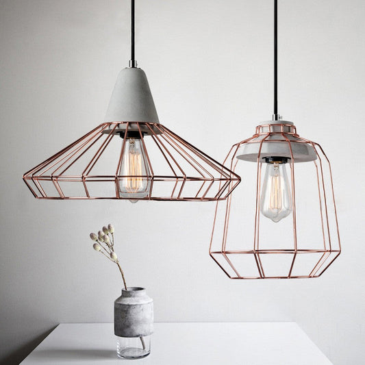 Sangkar Rose copper gold Cage Pendant Light
