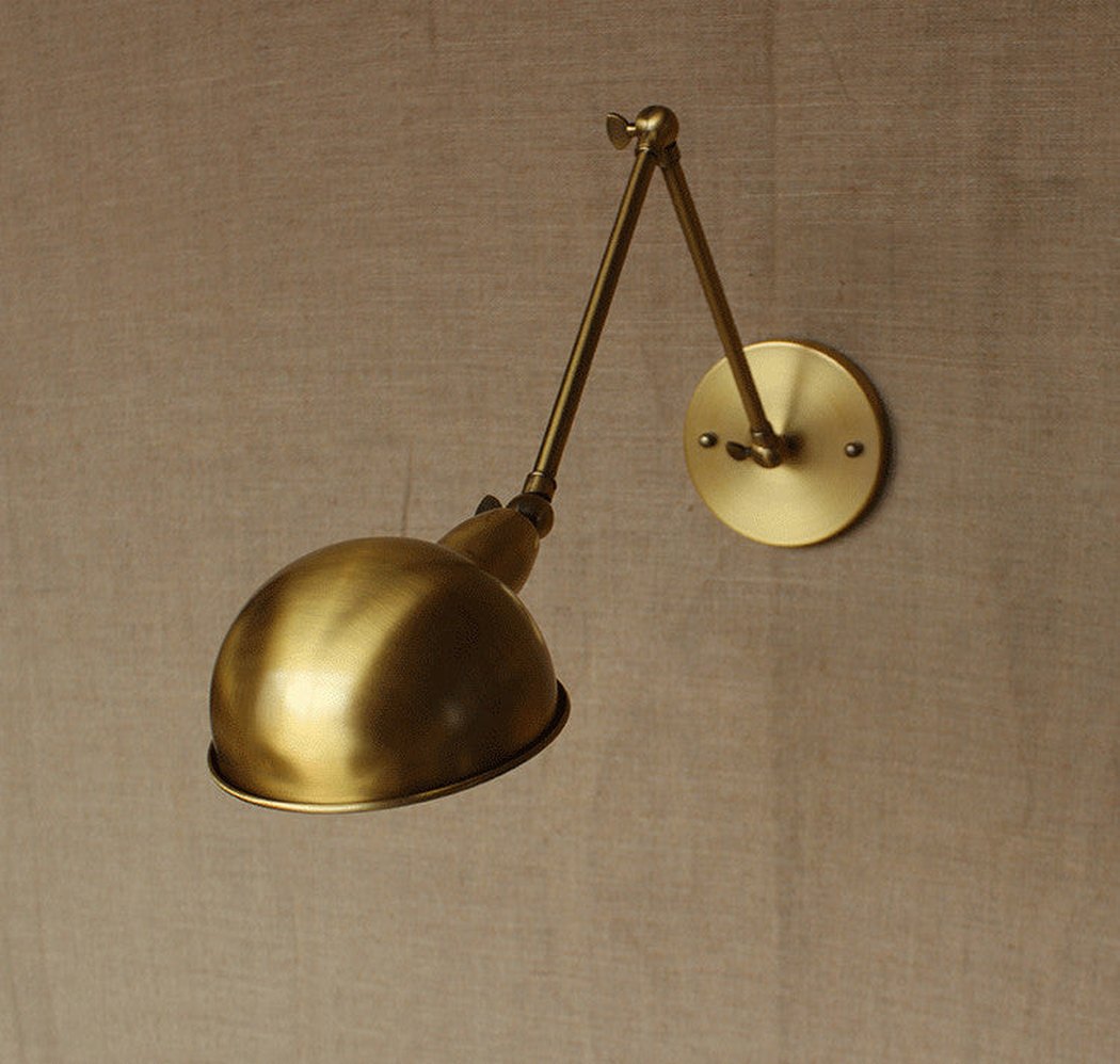 Brass Single Head Shade Industrial Wall Light