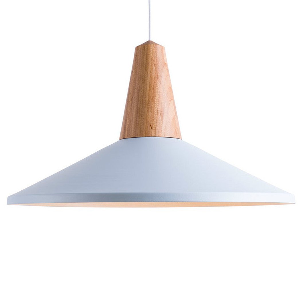 Large Pastel Blue Minimalist Scandinavian Pendant Ceiling Light Polished Wooden