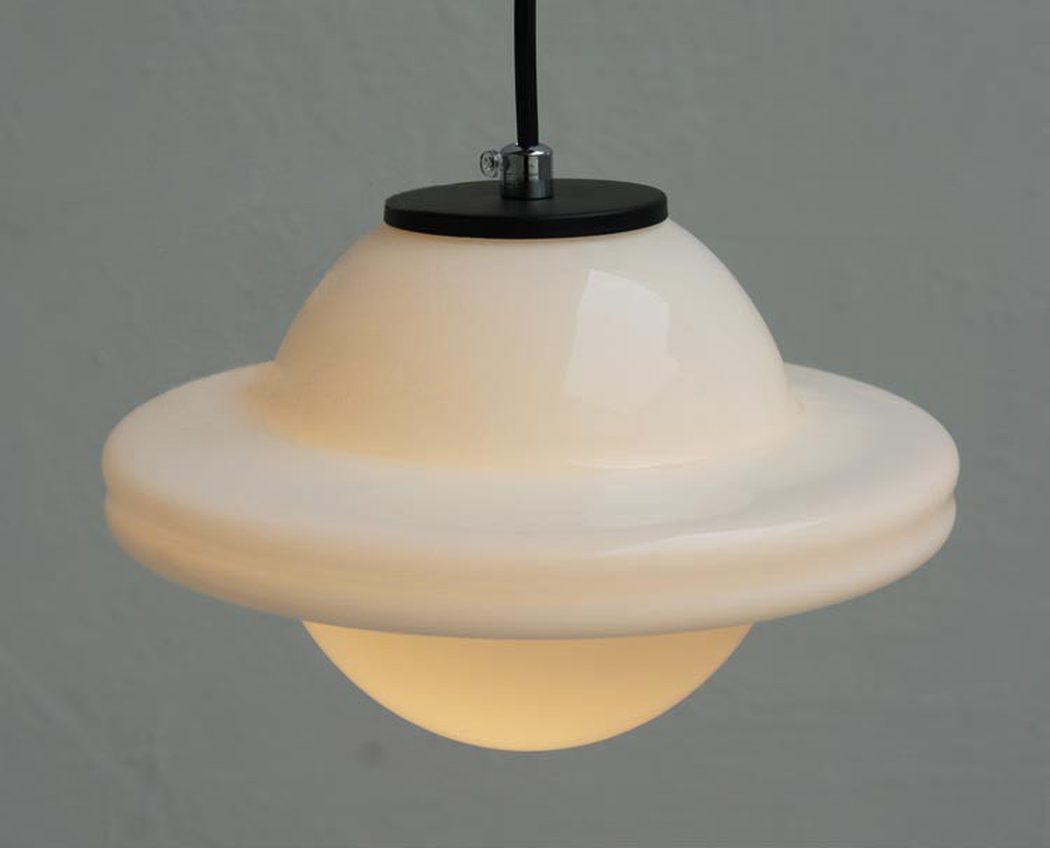 Art Deco Milk Glass Pendant Light