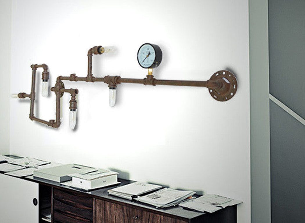 Steampunk water pipe iron wall light with Edison Bulbs