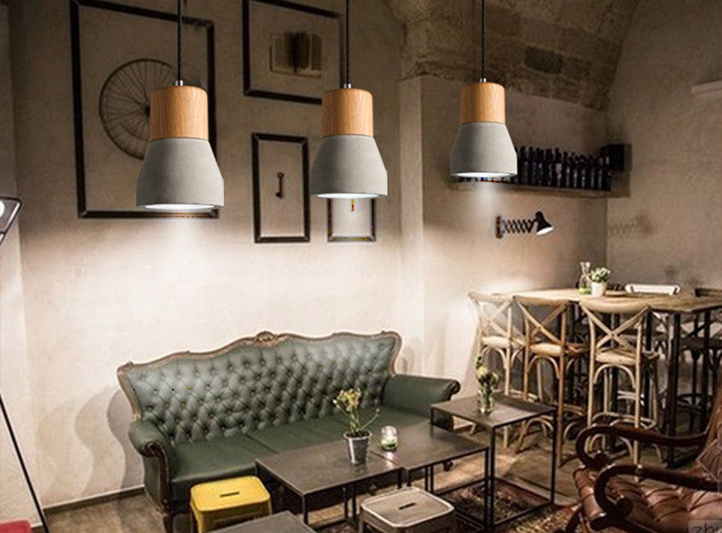 Concrete Wooden Stockholm Minimalist Pendant Light - dining room light