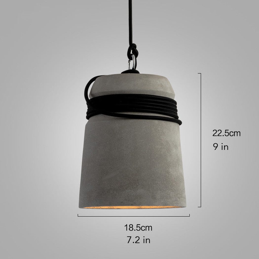 Concrete Cord wrapped Monolith Minimalist Pendant Light