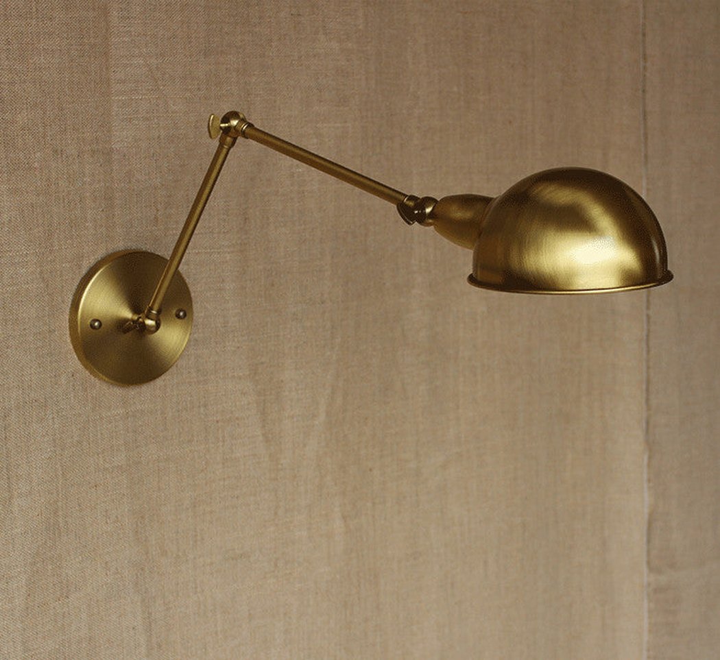 Brass Single Head Shade Industrial Wall Light