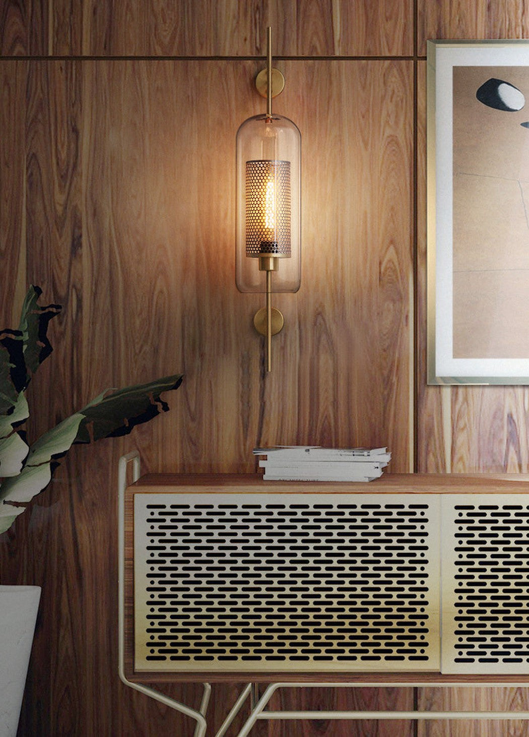 Chiswick Glass Shade Brass Fitting Wall Light