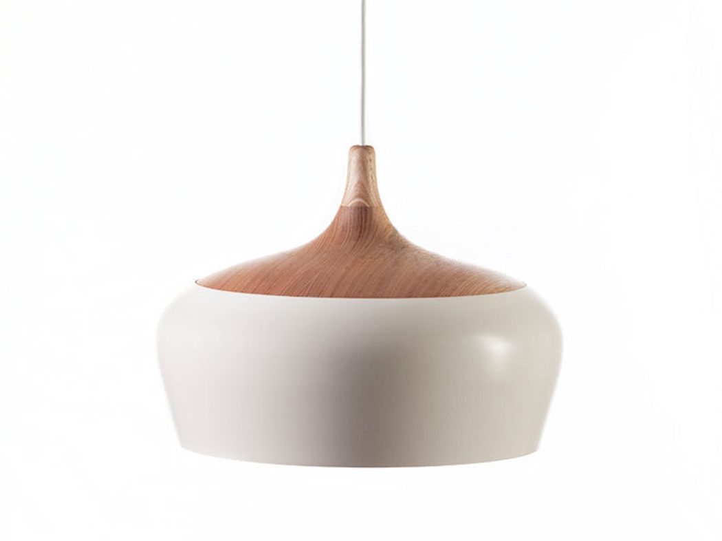 Kalmar Minimalist White Pendant Light With Wood