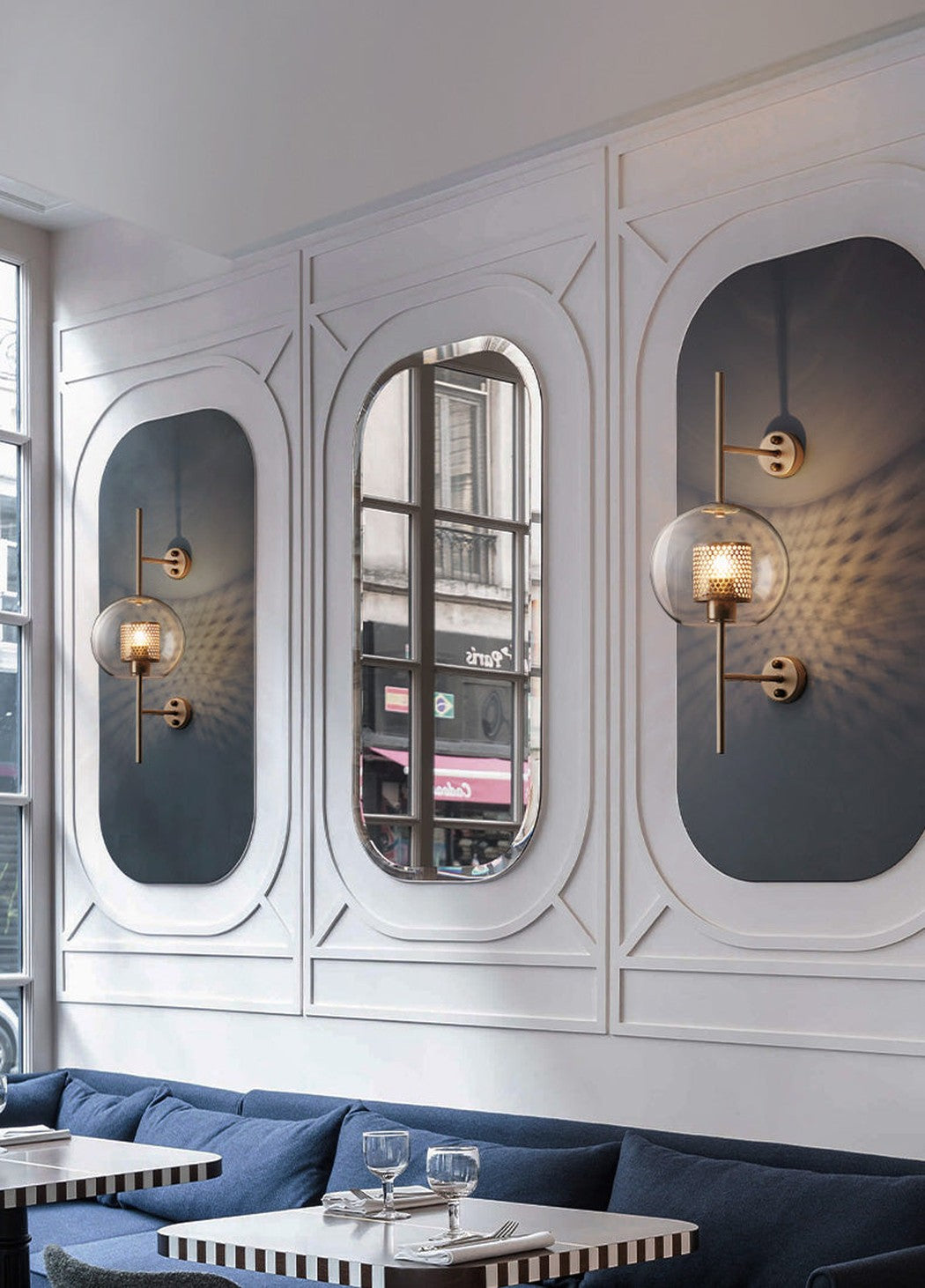 Chiswick Glass Shade Brass Fitting Wall Light