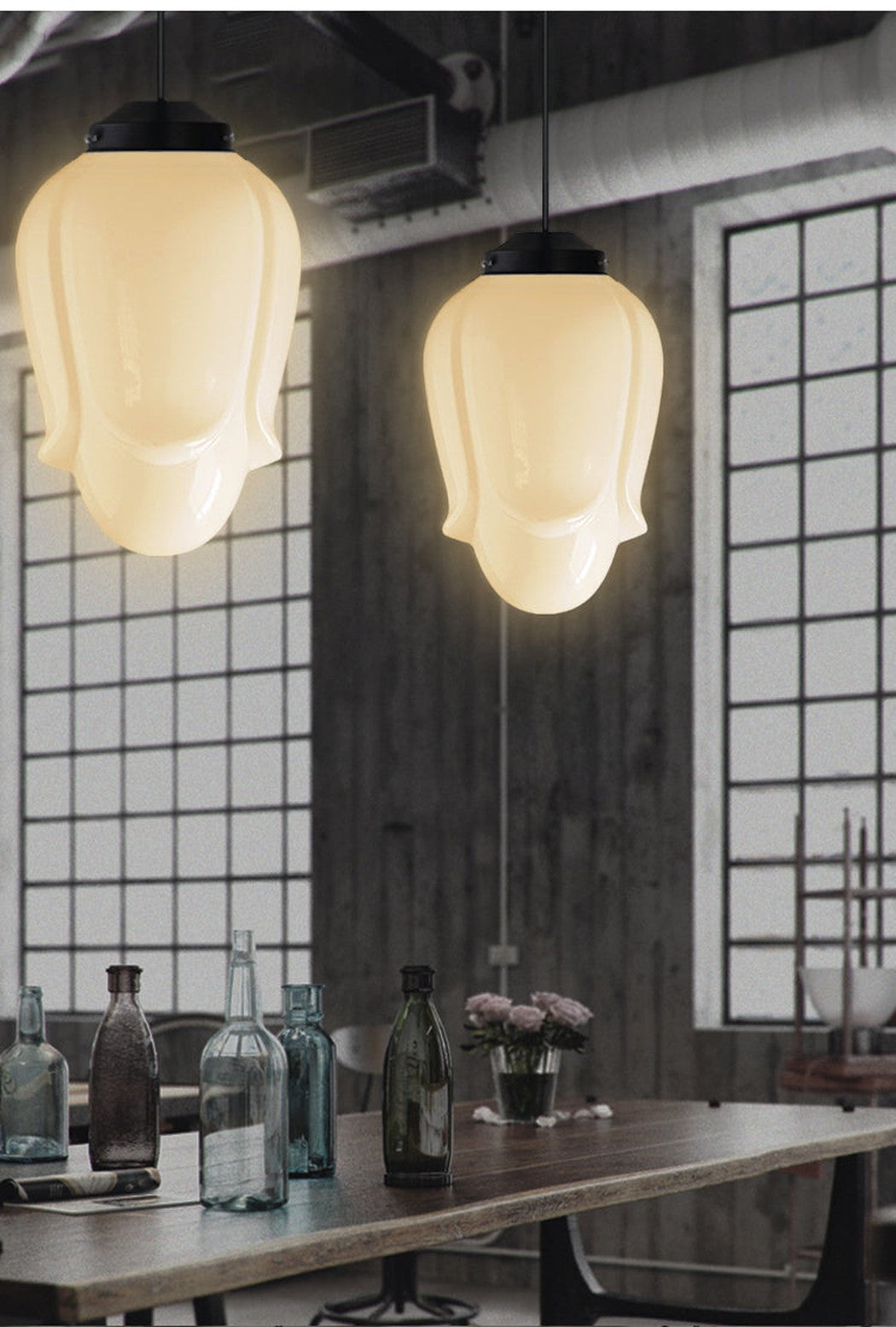 Art Deco Milk Glass Pendant Light