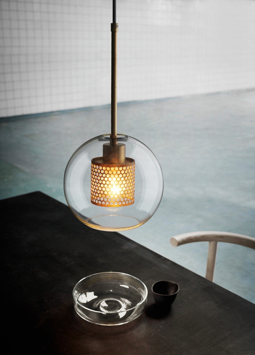 Chiswick Glass Shade Brass Fitting Pendant Light
