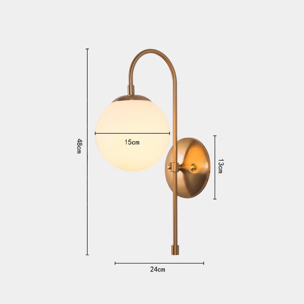 Frosted glass ball gooseneck wall light - measurements