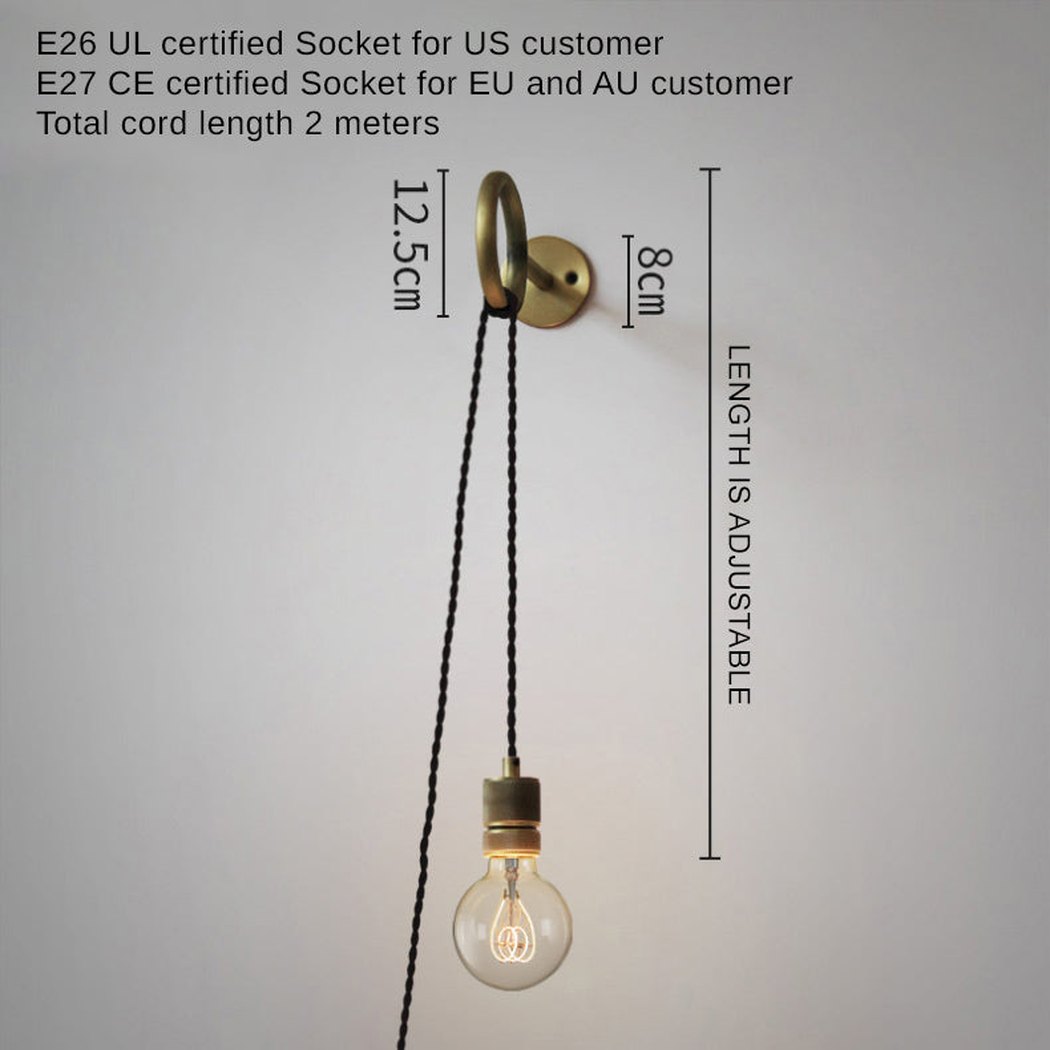 Circus Loop Brass Wall Light With Wall Plug