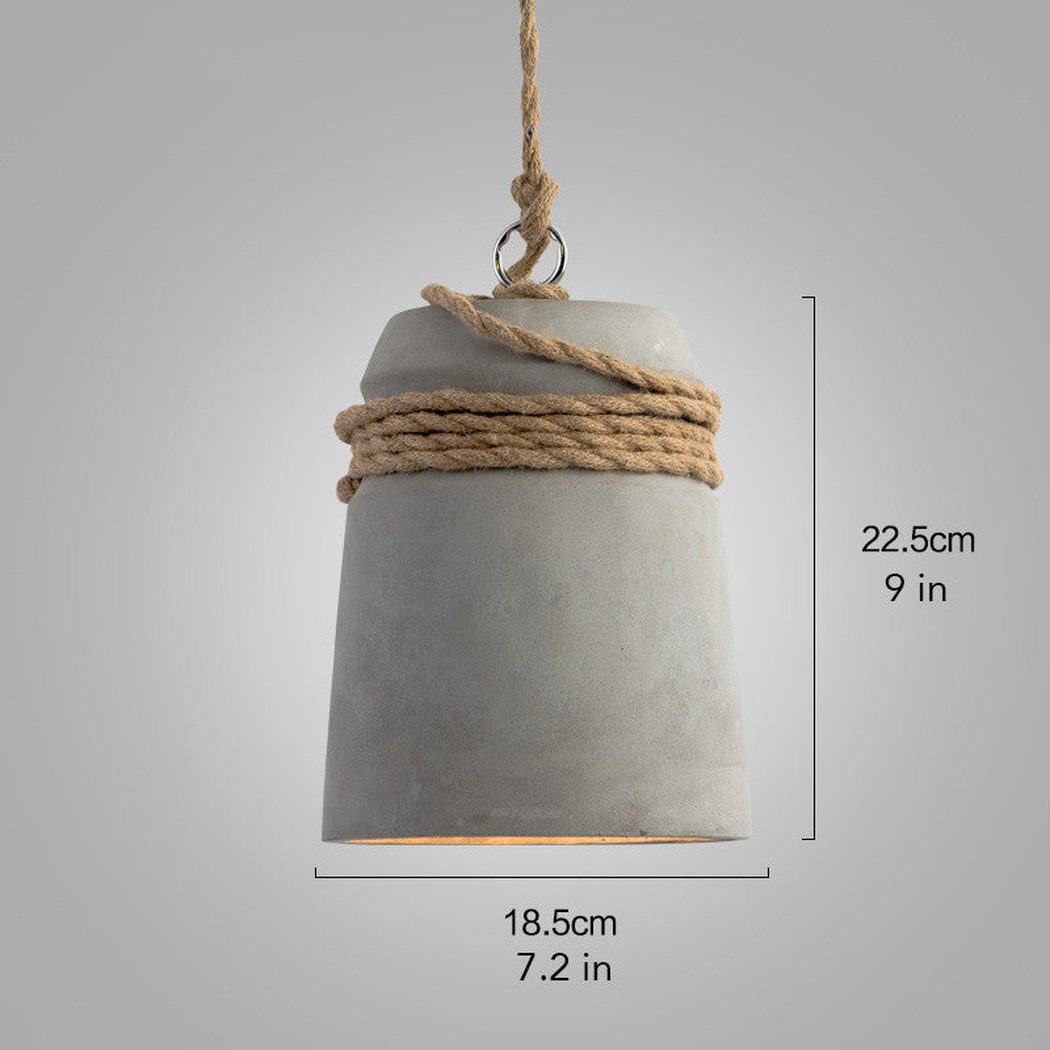 Concrete Cord wrapped Monolith Minimalist Pendant Light