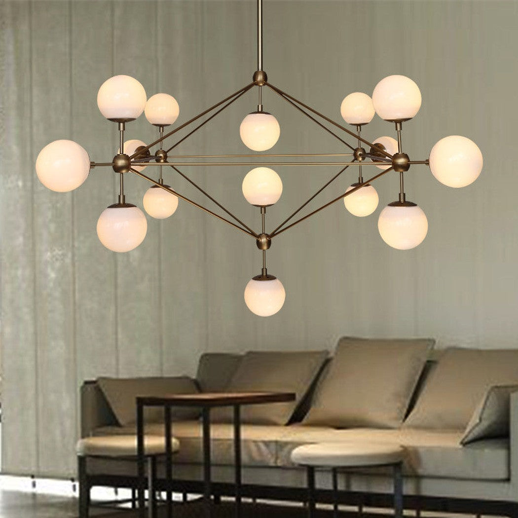 Brushed brass cluster bulb chandelier