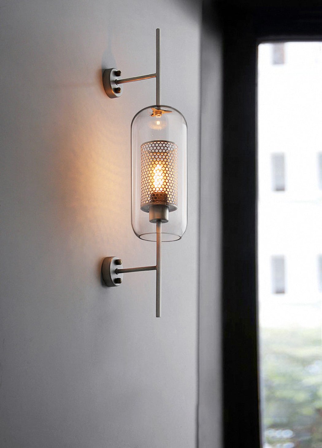 Chiswick Glass Shade Brass Fitting Wall Light