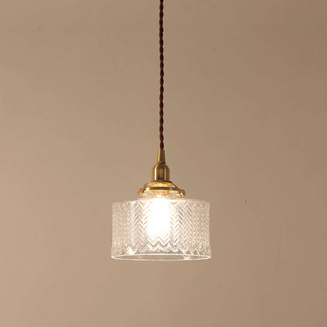 Matilda Glass Mid Century Vintage look Brass Fitting Pendant Light