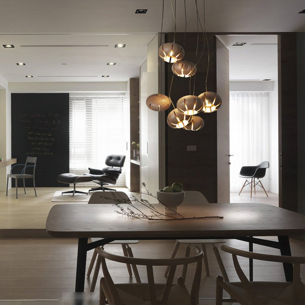 Wooden Petal Round Cluster Pendant Light Chandelier