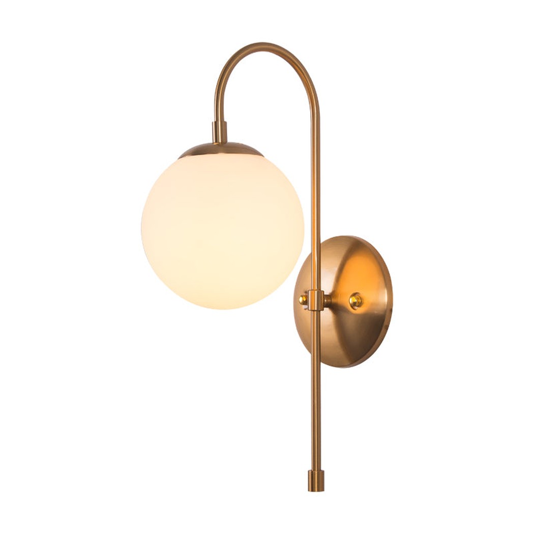 Frosted glass ball gooseneck wall light studio