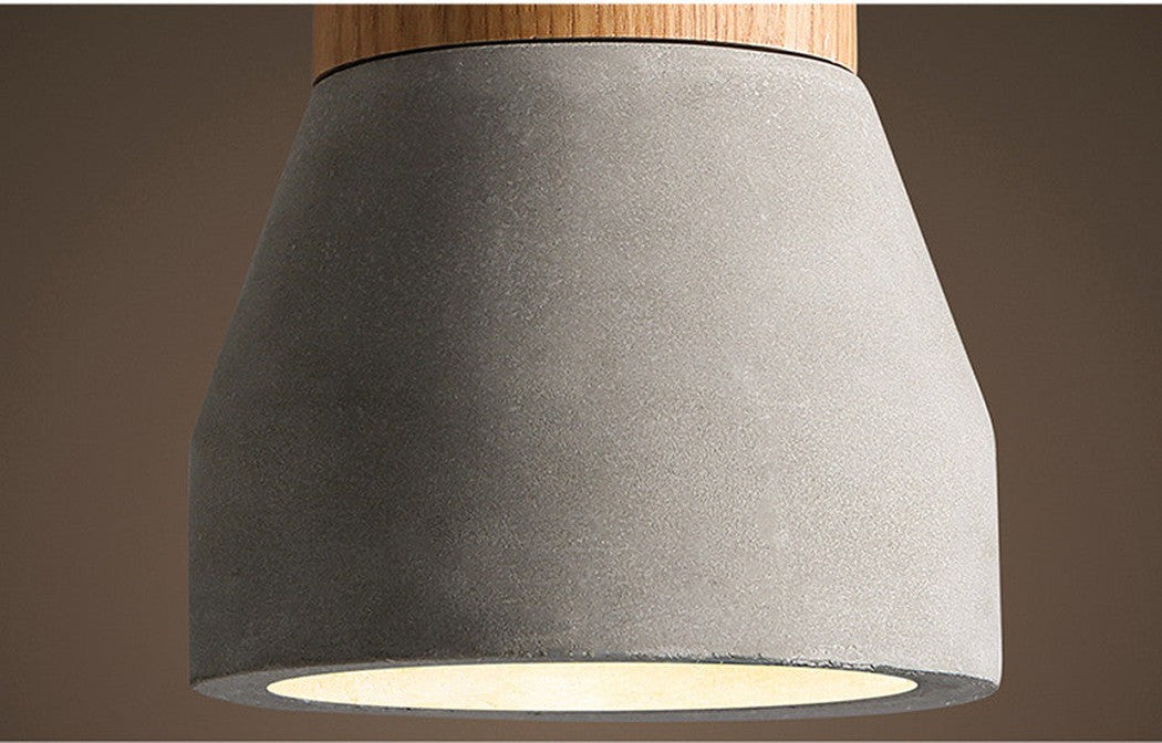 Concrete Wooden Stockholm Minimalist Pendant Light - bottom view