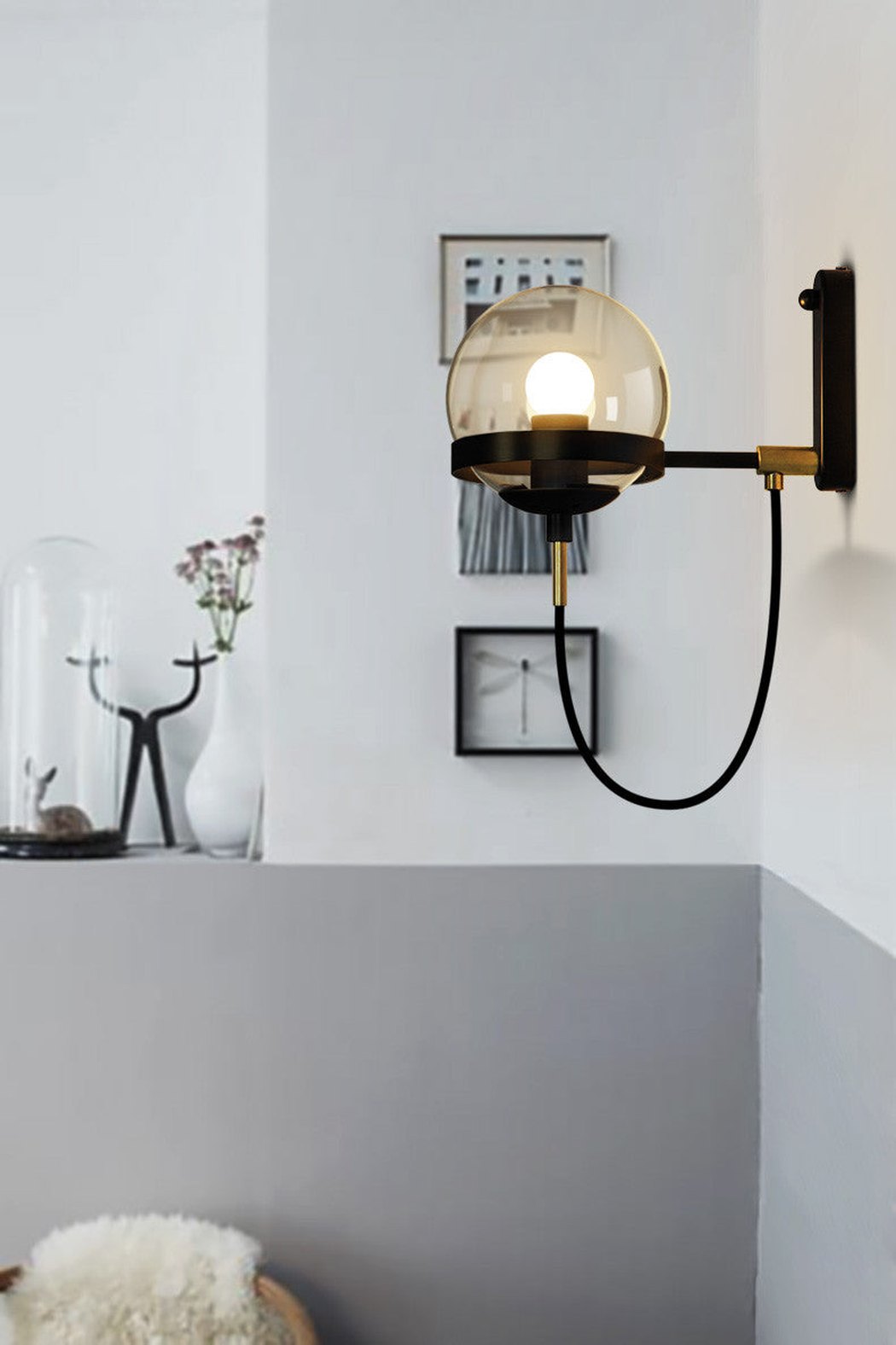 Dexter Glass Orb Brass Wall Light