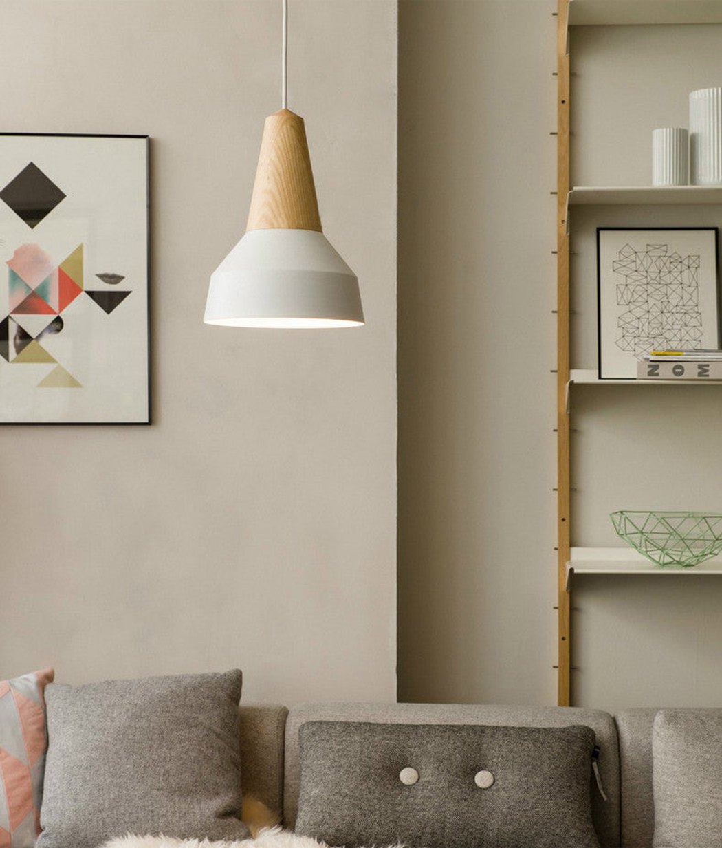 Minimalist Scandinavian Wooden Pendant Light. Modern Ceiling Light