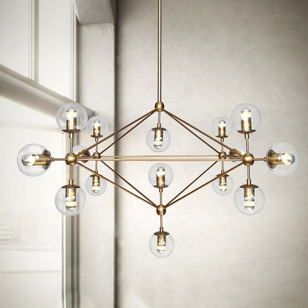 Brushed brass cluster bulb chandelier