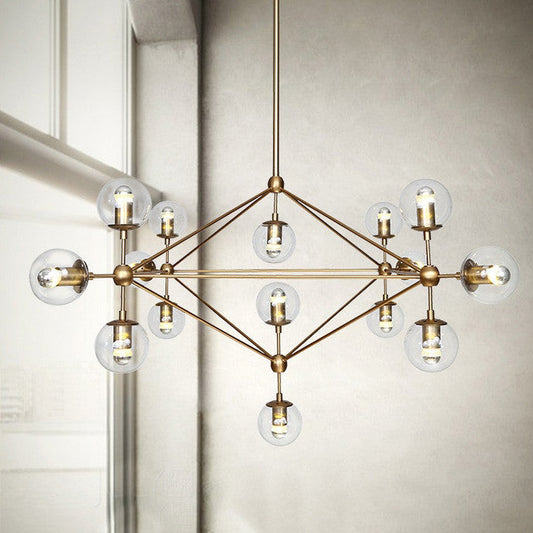 Brushed brass cluster bulb chandelier