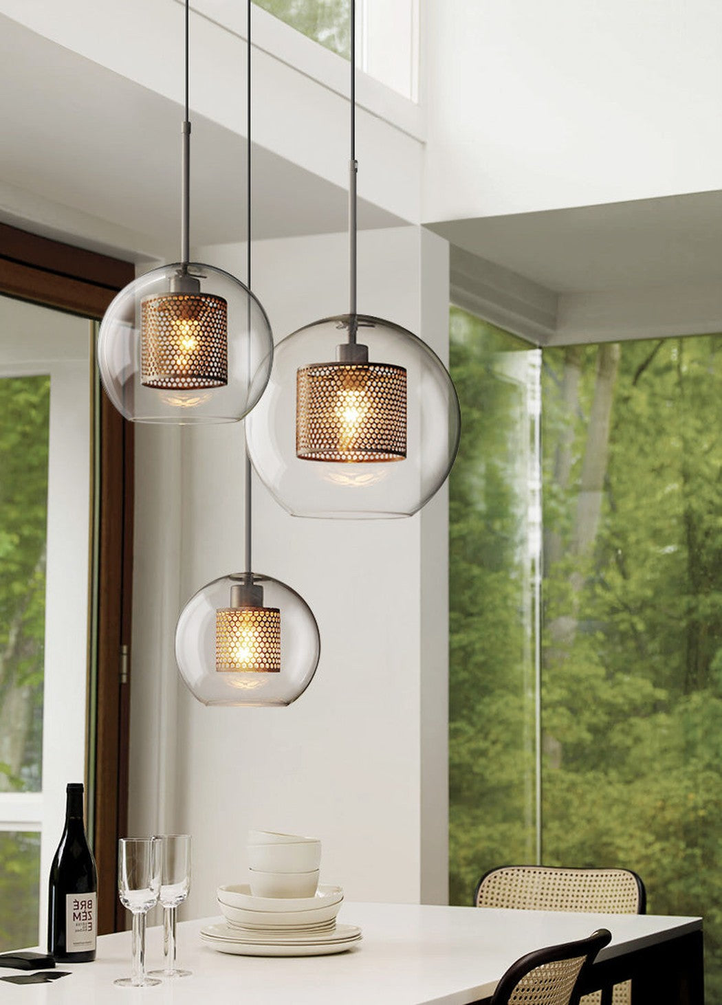Chiswick Glass Shade Brass Fitting Pendant Light