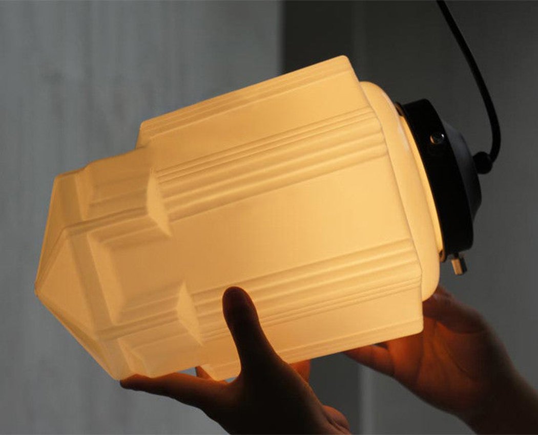 Art Deco Milk Glass Pendant Light