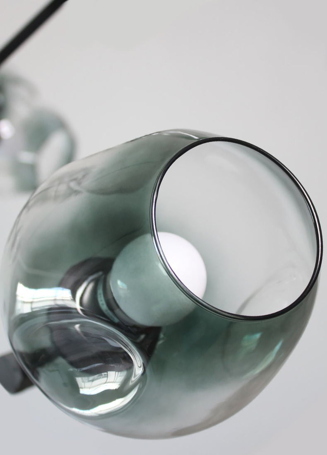 Carmen multi lamp glass pendant light chandelier green lip glass close up