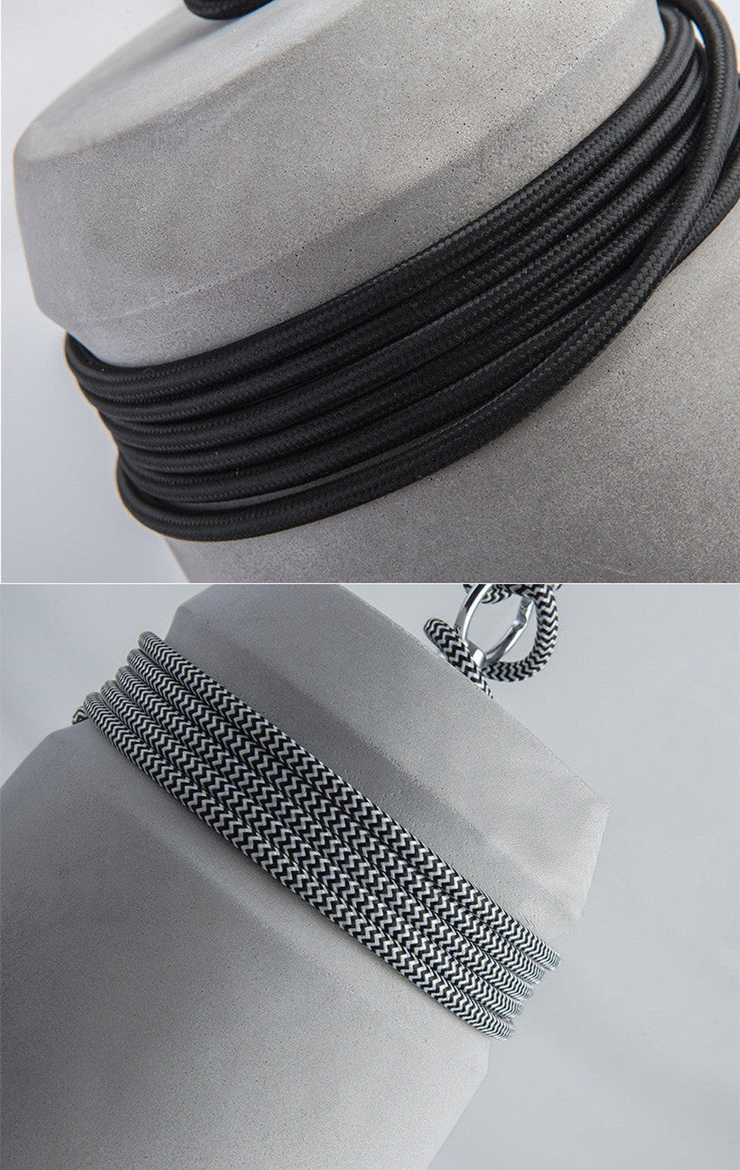 Concrete Cord wrapped Monolith Minimalist Pendant Light