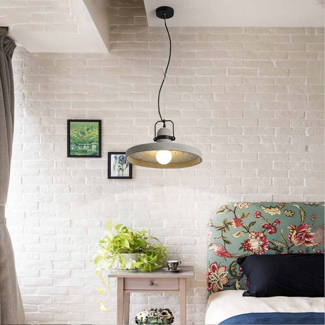 Vardo Concrete Plate Light With Black Metal Band